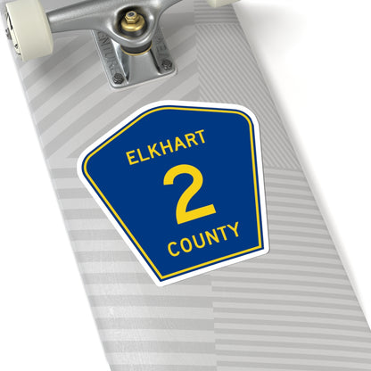 Elkhart County Road 2 IN (Indiana) (Road Sign) STICKER Vinyl Kiss-Cut Decal