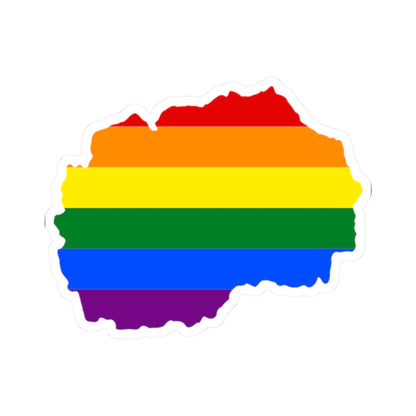 LGBT flag map of North Macedonia (North Macedonia) STICKER Vinyl Kiss-Cut Decal