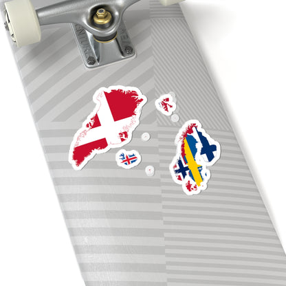 Flag map of the Nordic countries (Denmark) STICKER Vinyl Kiss-Cut Decal