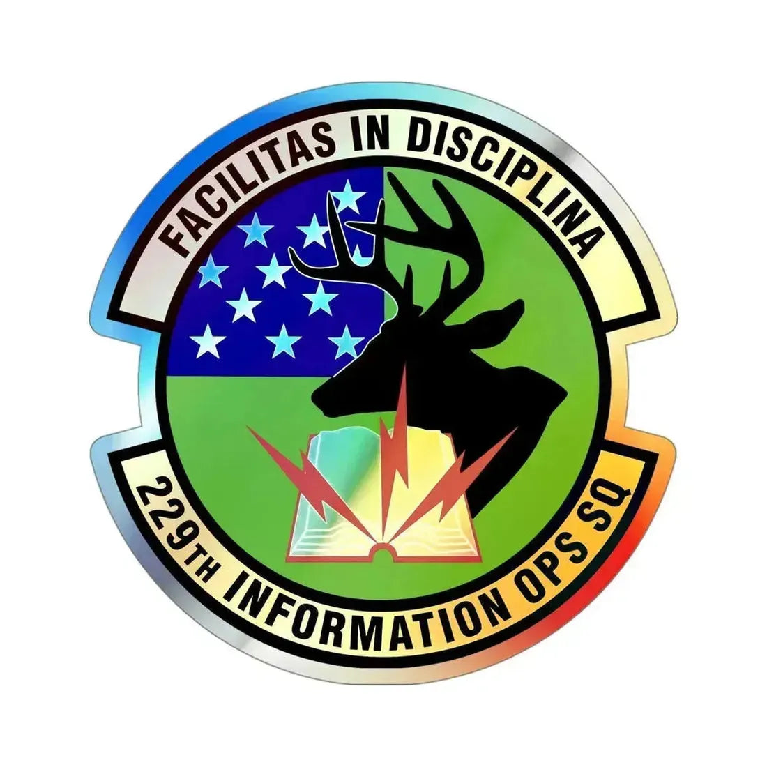 229th Information Operations Squadron (U.S. Air Force) Holographic STICKER Die-Cut Vinyl Decal 4 Inch Holographic - The Sticker Space