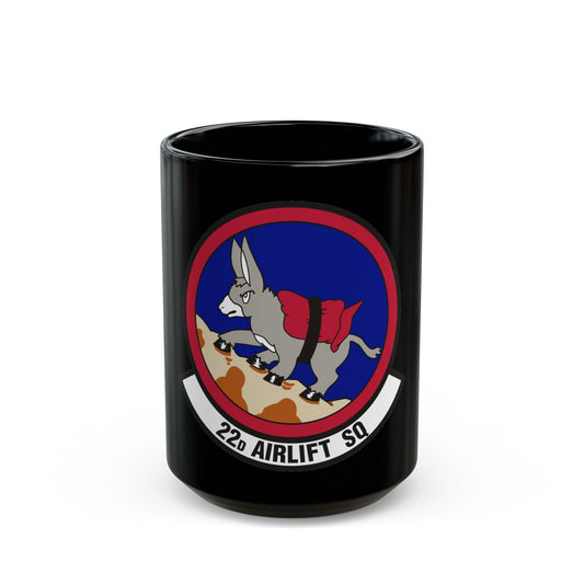 22d Airlift Squadron (U.S. Air Force) Black Coffee Mug-15oz-The Sticker Space