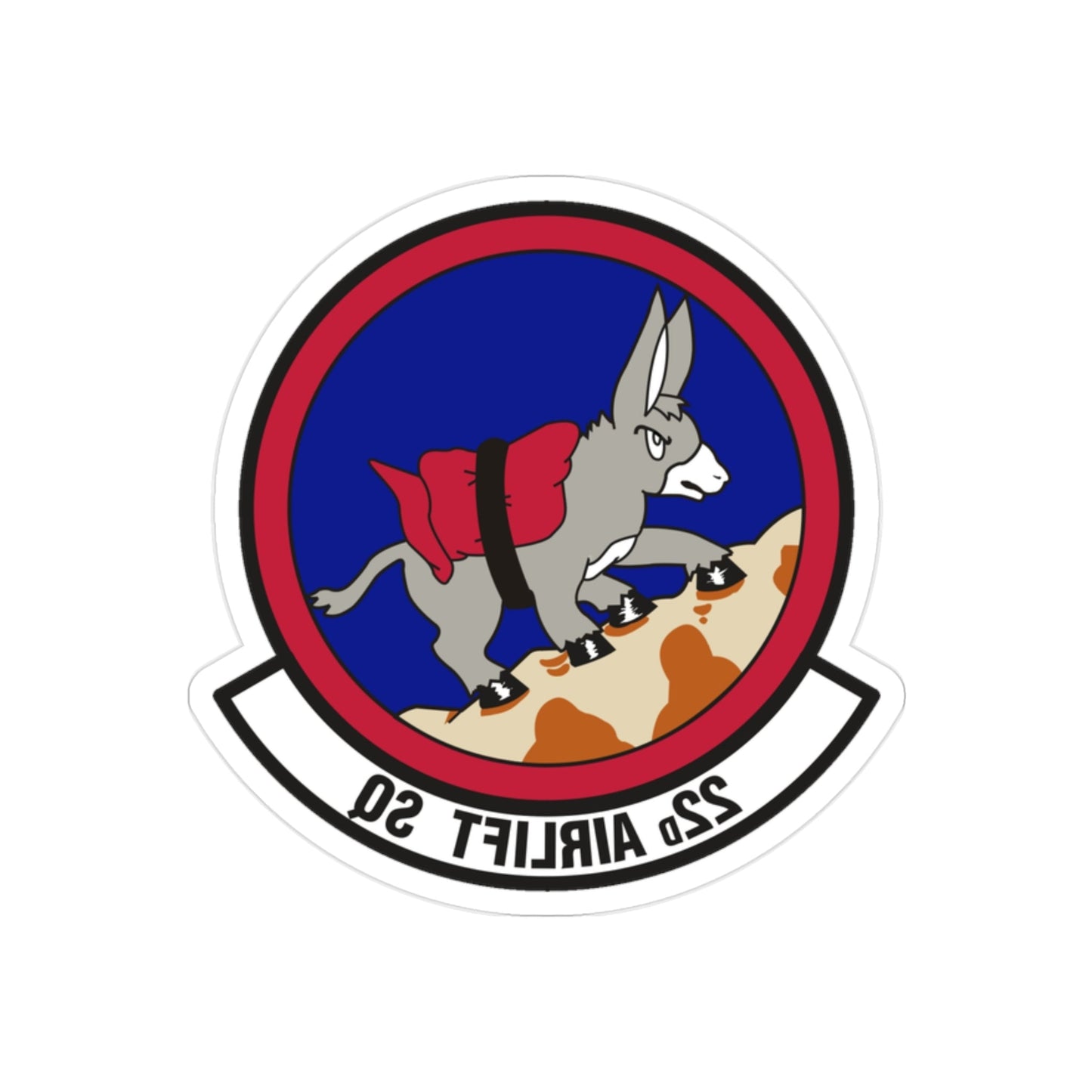 22d Airlift Squadron (U.S. Air Force) REVERSE PRINT Transparent STICKER-2" × 2"-The Sticker Space