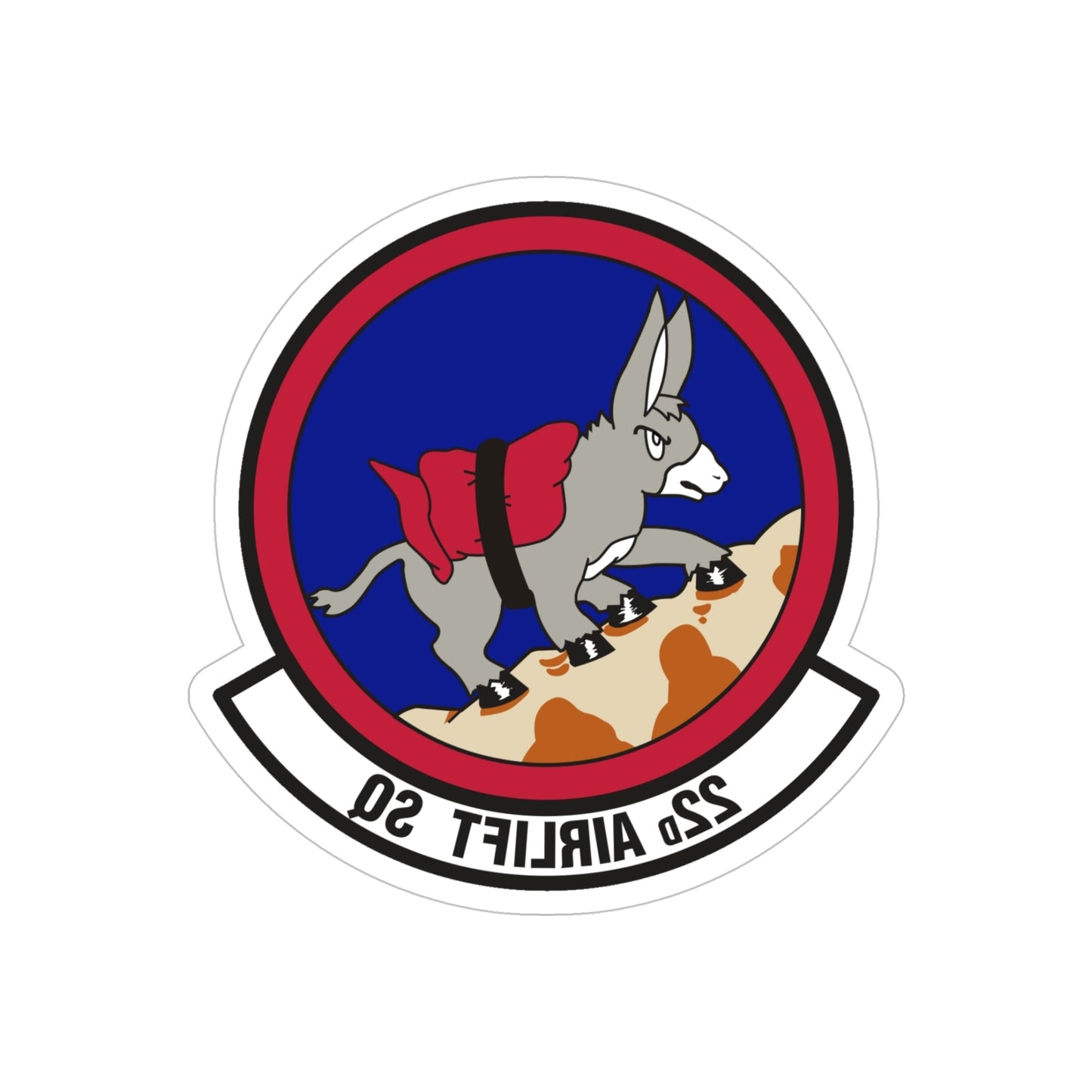 22d Airlift Squadron (U.S. Air Force) REVERSE PRINT Transparent STICKER-5" × 5"-The Sticker Space