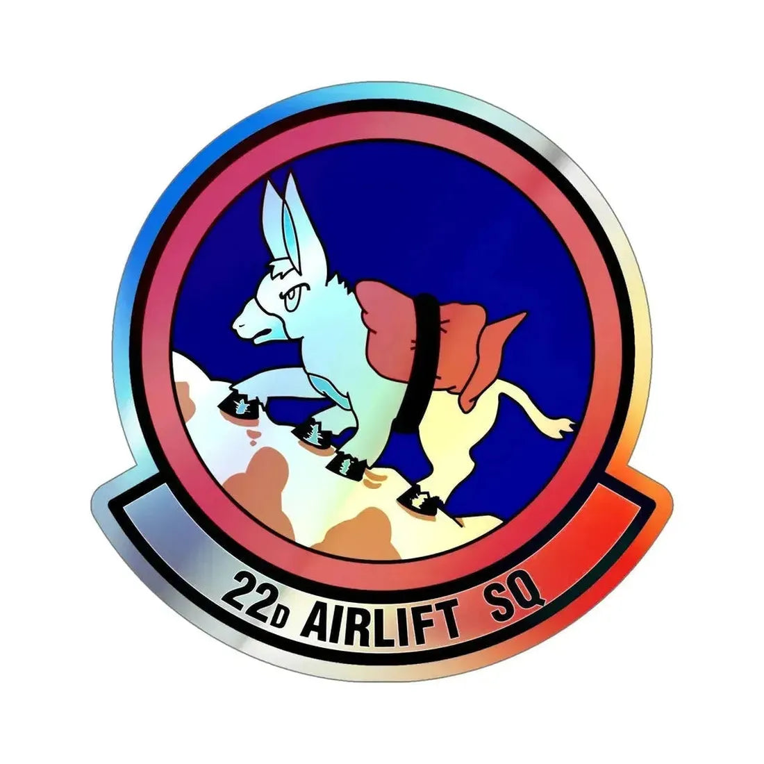 22d Airlift Squadron (U.S. Air Force) Holographic STICKER Die-Cut Vinyl Decal 6 Inch Holographic - The Sticker Space