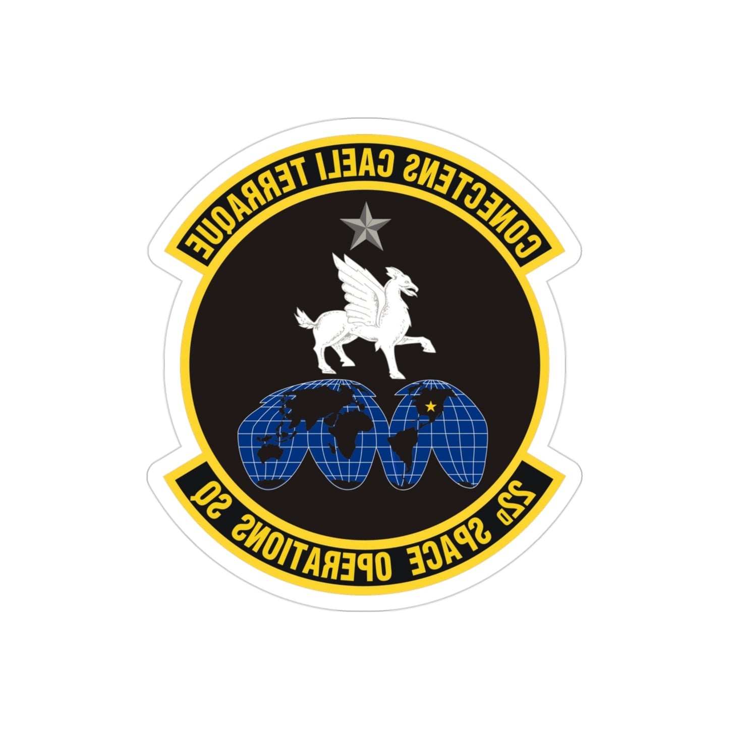 22d Space Operations Squadron (U.S. Air Force) REVERSE PRINT Transparent STICKER-3" × 3"-The Sticker Space