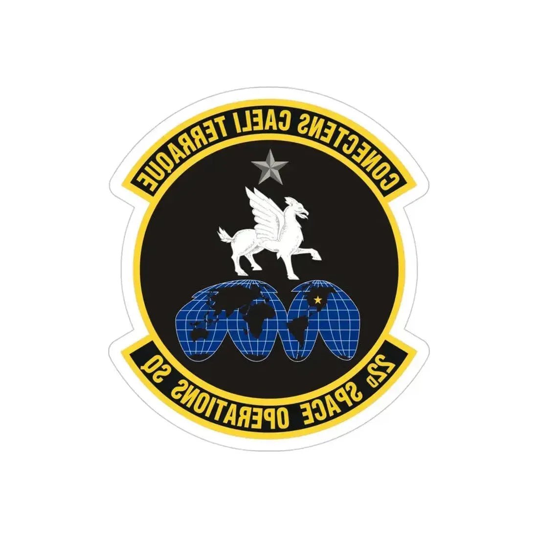 22d Space Operations Squadron (U.S. Air Force) REVERSE PRINT Transparent Die-Cut STICKER 4 Inch Die-Cut Transparent - The Sticker Space