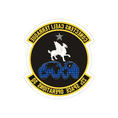 22d Space Operations Squadron (U.S. Air Force) REVERSE PRINT Transparent Die-Cut STICKER 5 Inch Die-Cut Transparent - The Sticker Space