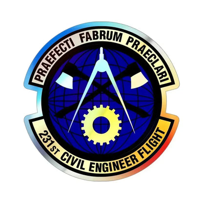 231st Civil Engineer Flight (U.S. Air Force) Holographic STICKER Die-Cut Vinyl Decal 3 Inch Holographic - The Sticker Space