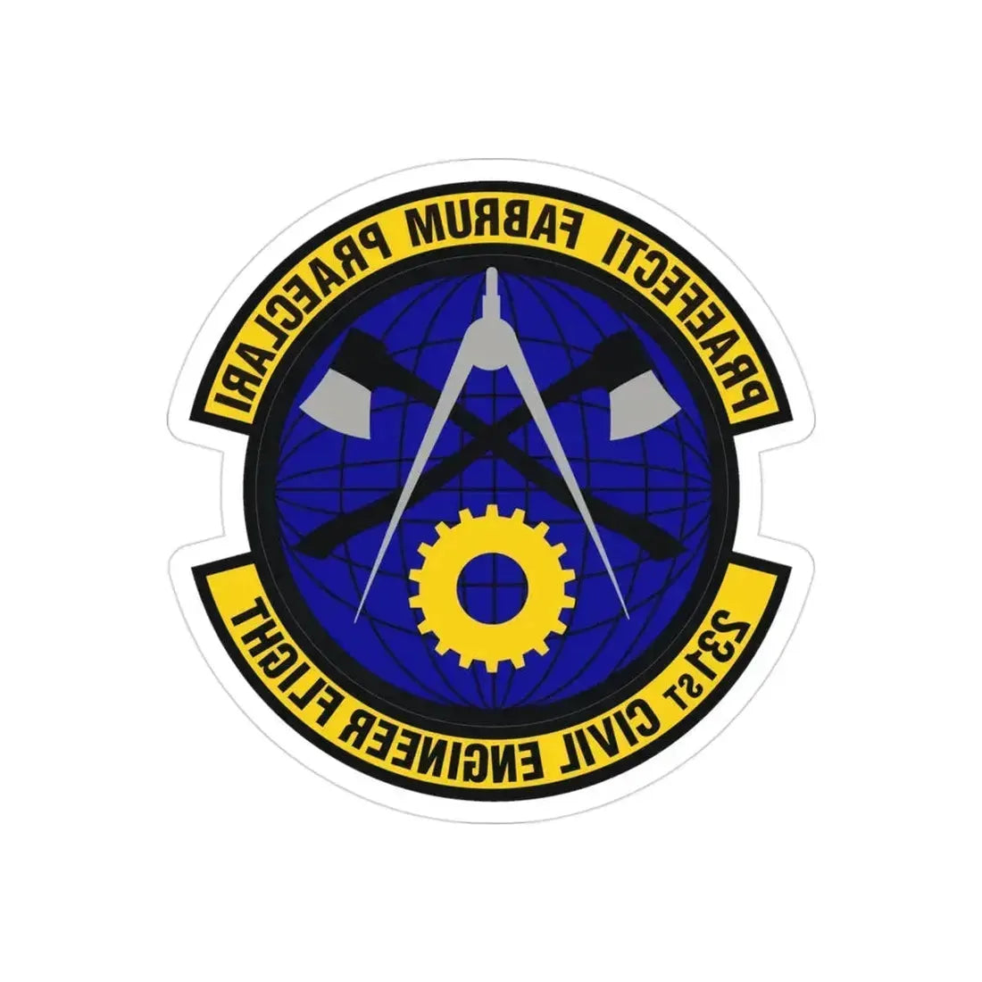 231st Civil Engineer Flight (U.S. Air Force) REVERSE PRINT Transparent Die-Cut STICKER 3 Inch Die-Cut Transparent - The Sticker Space