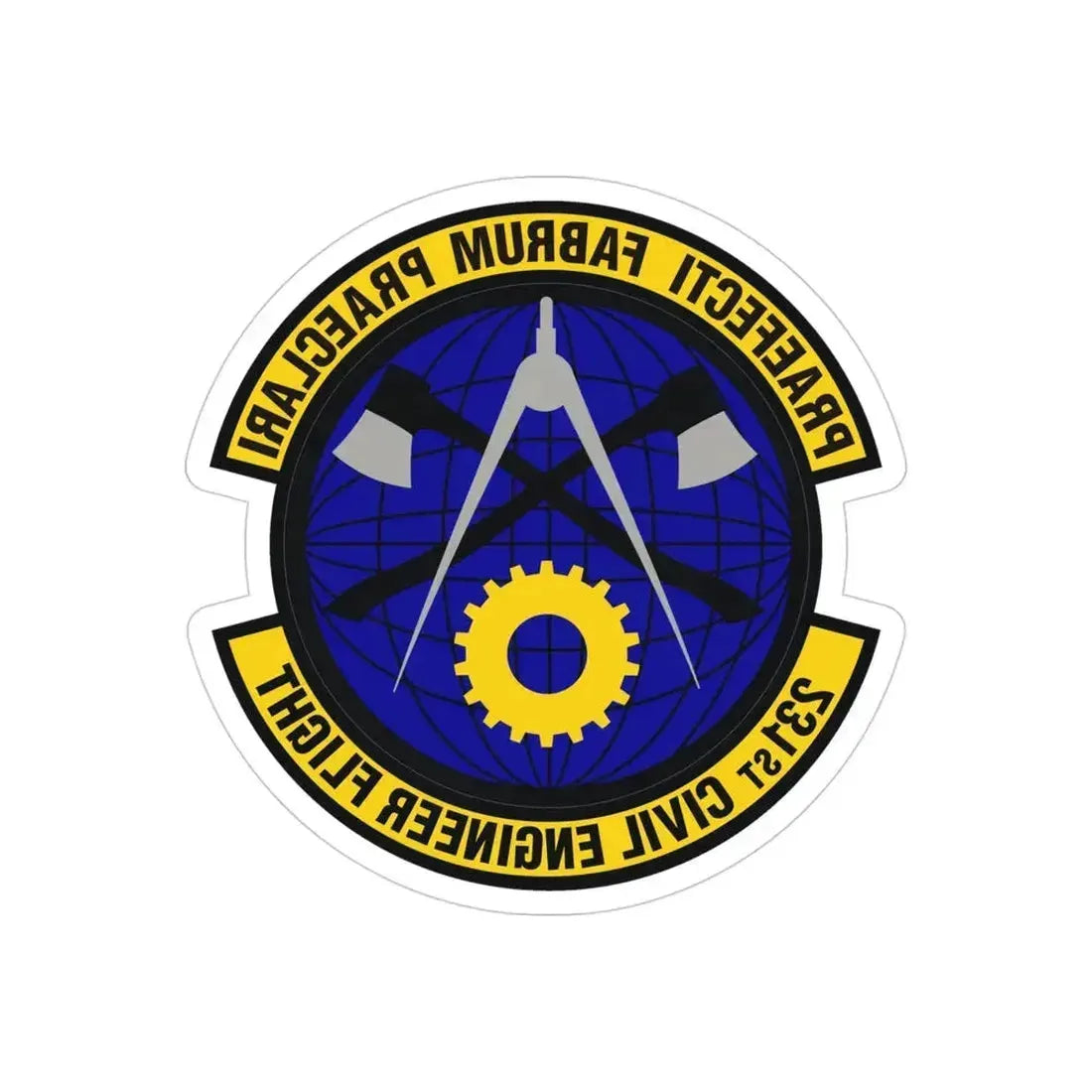 231st Civil Engineer Flight (U.S. Air Force) REVERSE PRINT Transparent Die-Cut STICKER 4 Inch Die-Cut Transparent - The Sticker Space