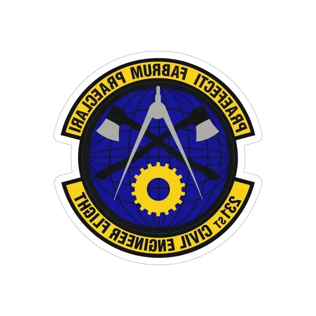 231st Civil Engineer Flight (U.S. Air Force) REVERSE PRINT Transparent Die-Cut STICKER 5 Inch Die-Cut Transparent - The Sticker Space