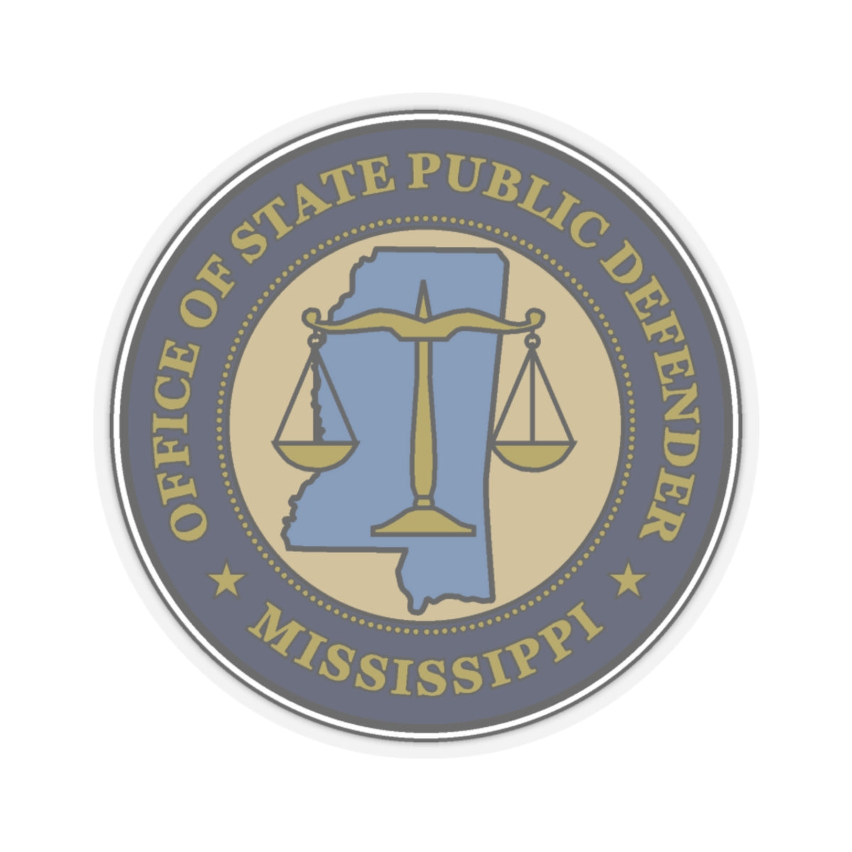 Seal of the Mississippi Office of State Public Defender - STICKER Vinyl Kiss-Cut Decal