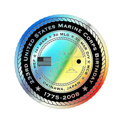 233rd USMC United States Marine Corps Birthday 1778 (USMC) Holographic STICKER Die-Cut Vinyl Decal 2 Inch Holographic - The Sticker Space