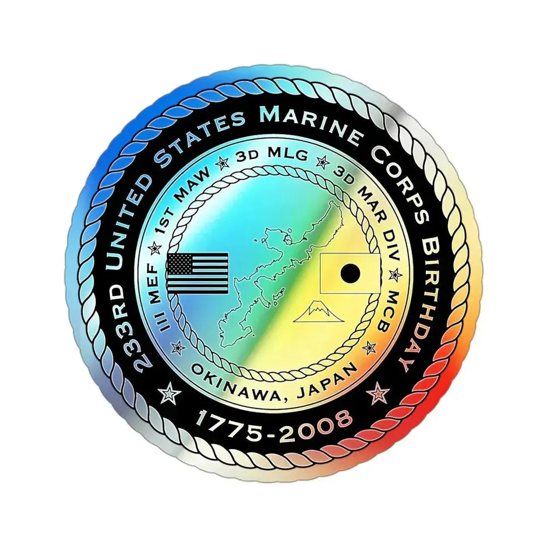 233rd USMC United States Marine Corps Birthday 1778 (USMC) Holographic STICKER Die-Cut Vinyl Decal 3 Inch Holographic - The Sticker Space