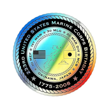 233rd USMC United States Marine Corps Birthday 1778 (USMC) Holographic STICKER Die-Cut Vinyl Decal 6 Inch Holographic - The Sticker Space