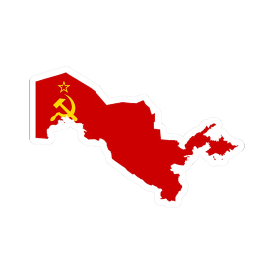 Uzbekistan Map with Soviet Flag (Uzbekistan) STICKER Vinyl Kiss-Cut Decal