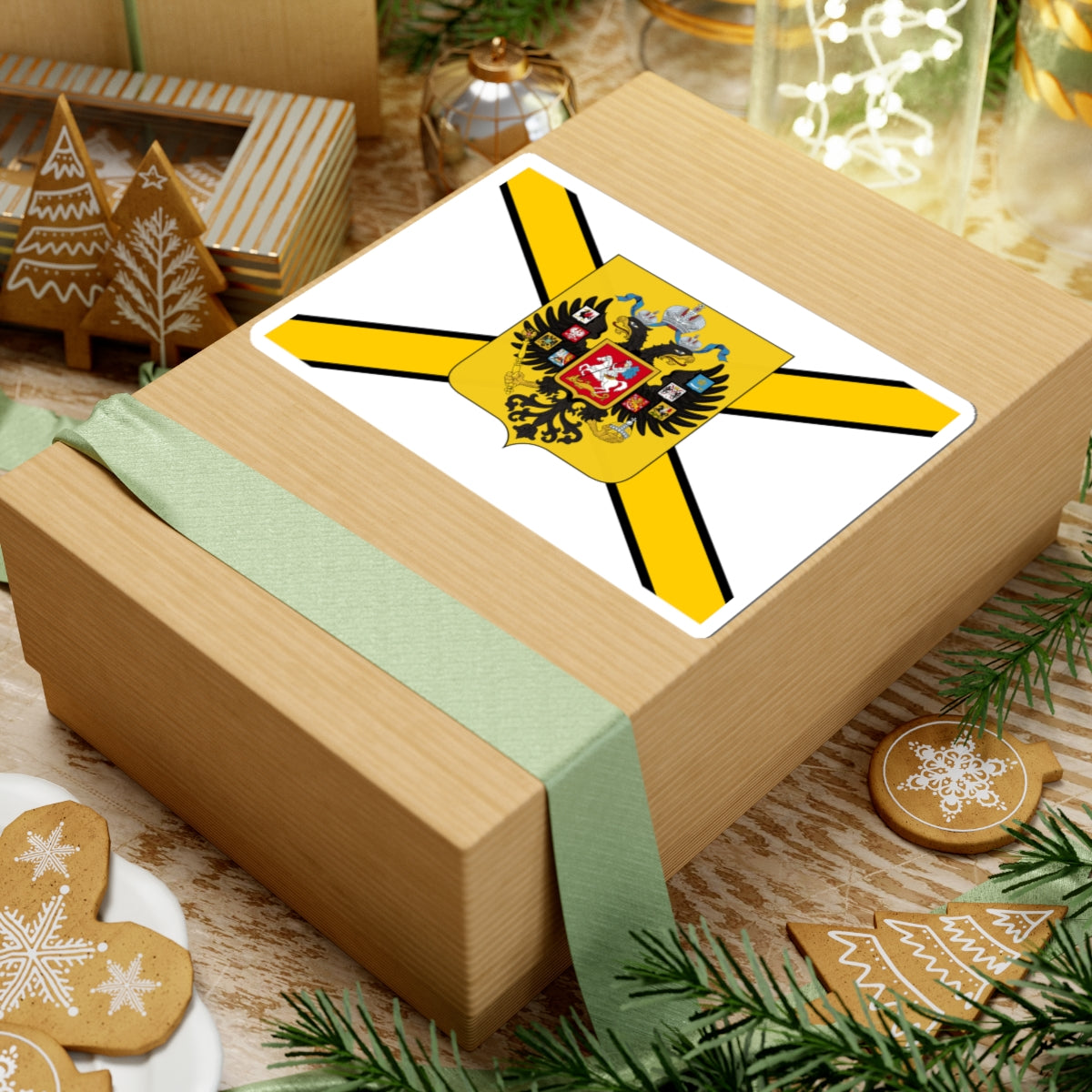 Honorary Naval Ensign of Russia black-yellow-white with coat of arms (Russia) STICKER Vinyl Kiss-Cut Decal