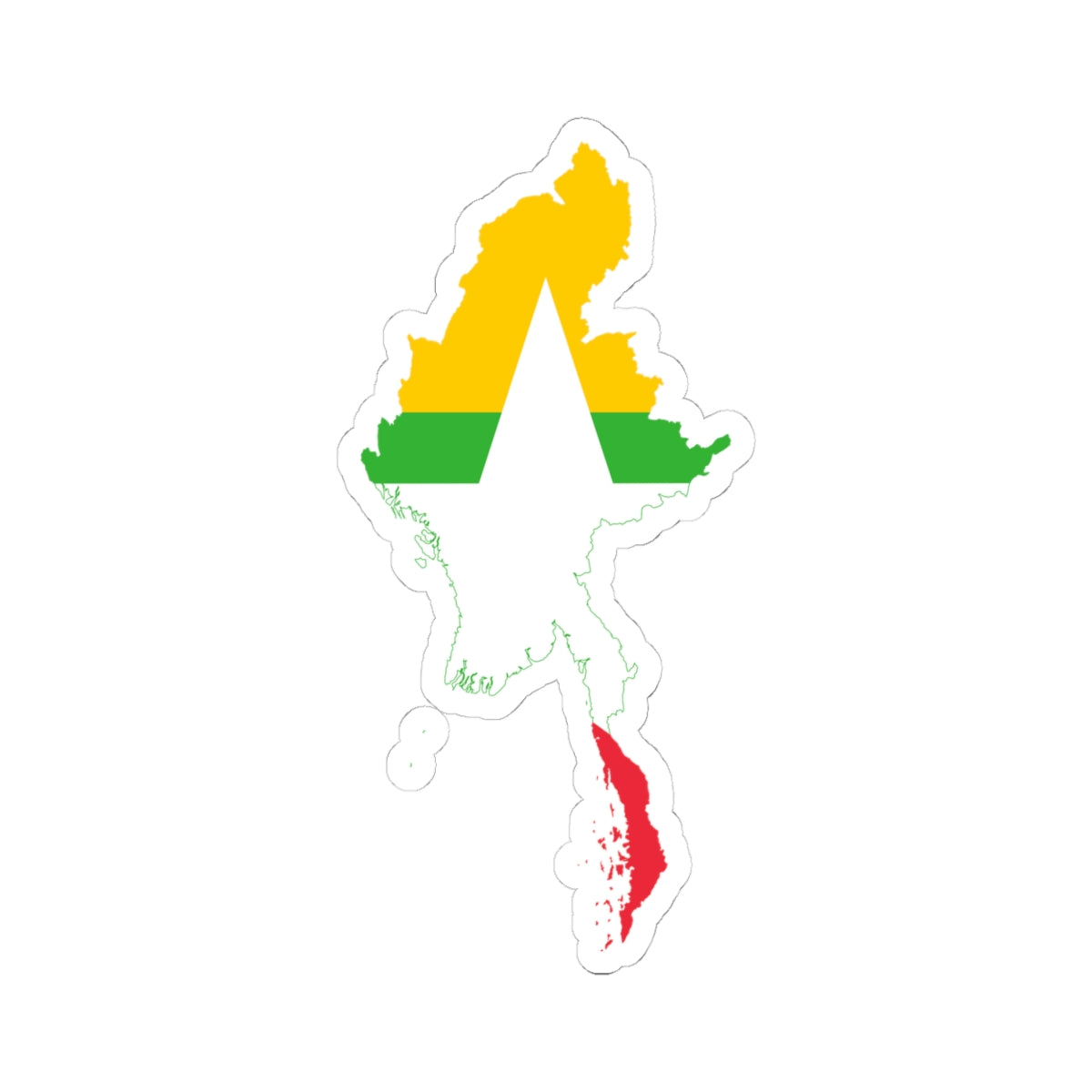 Flag map of Myanmar (Myanmar) STICKER Vinyl Kiss-Cut Decal