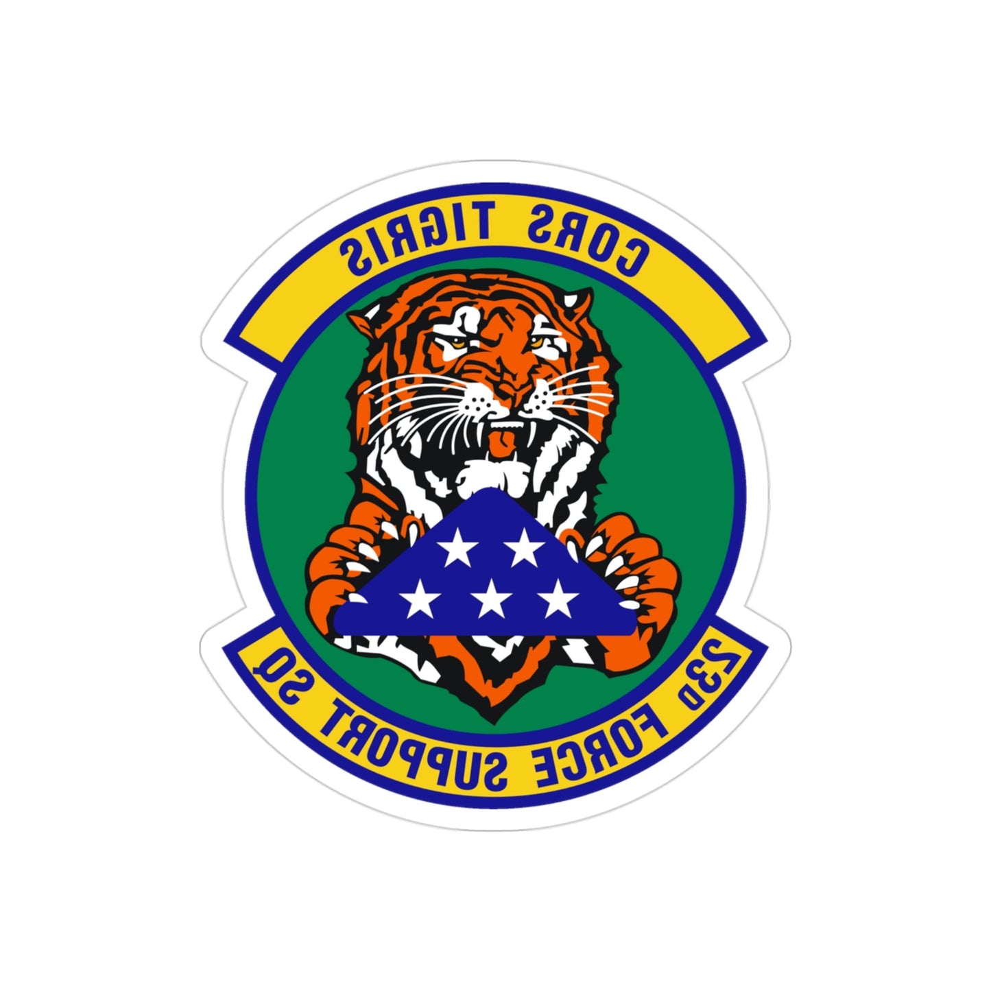 23d Force Support Squadron (U.S. Air Force) REVERSE PRINT Transparent STICKER-3" × 3"-The Sticker Space