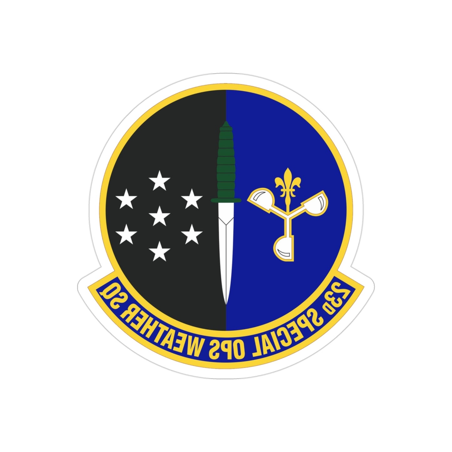 23d Special Operations Weather Squadron (U.S. Air Force) REVERSE PRINT Transparent STICKER-3" × 3"-The Sticker Space