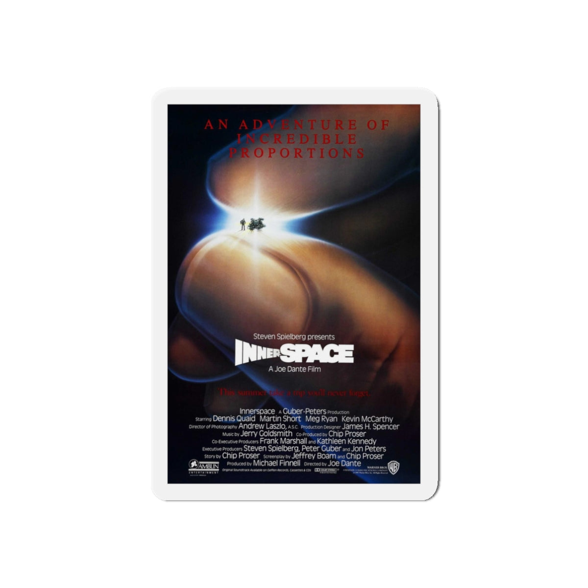 INNERSPACE 1987 Movie Poster - Refrigerator Magnet-3" x 3"-Die-Cut-1 pc-The Sticker Space