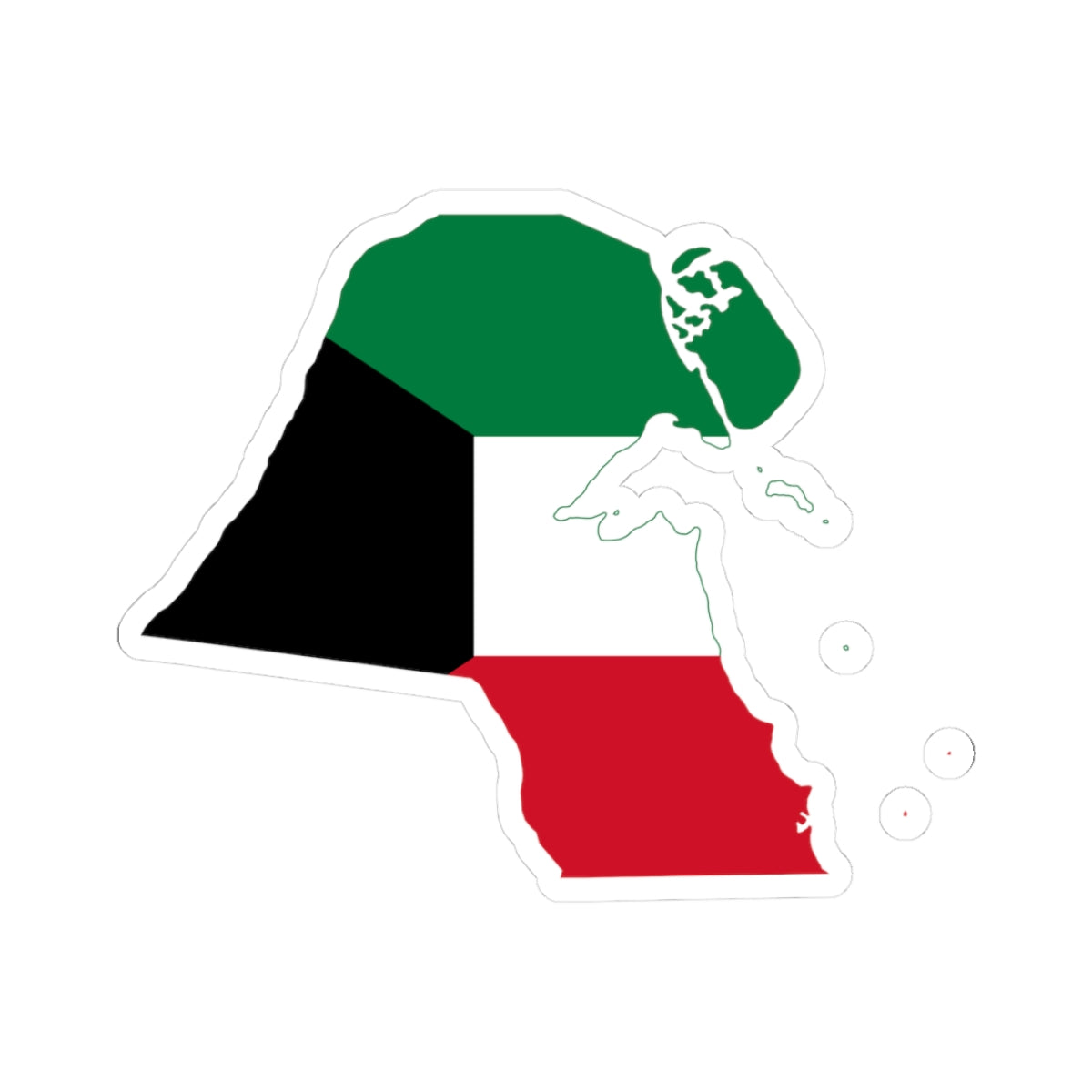 Flag-map of Kuwait with islands (Kuwait) STICKER Vinyl Kiss-Cut Decal