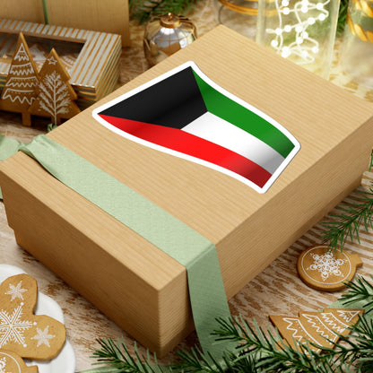 Kuwait Flag - iconic waving (Kuwait) STICKER Vinyl Kiss-Cut Decal