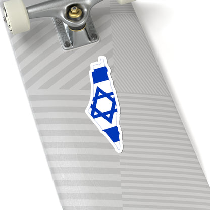 Flag map of Israel including Palestinian territories (Israel) STICKER Vinyl Kiss-Cut Decal