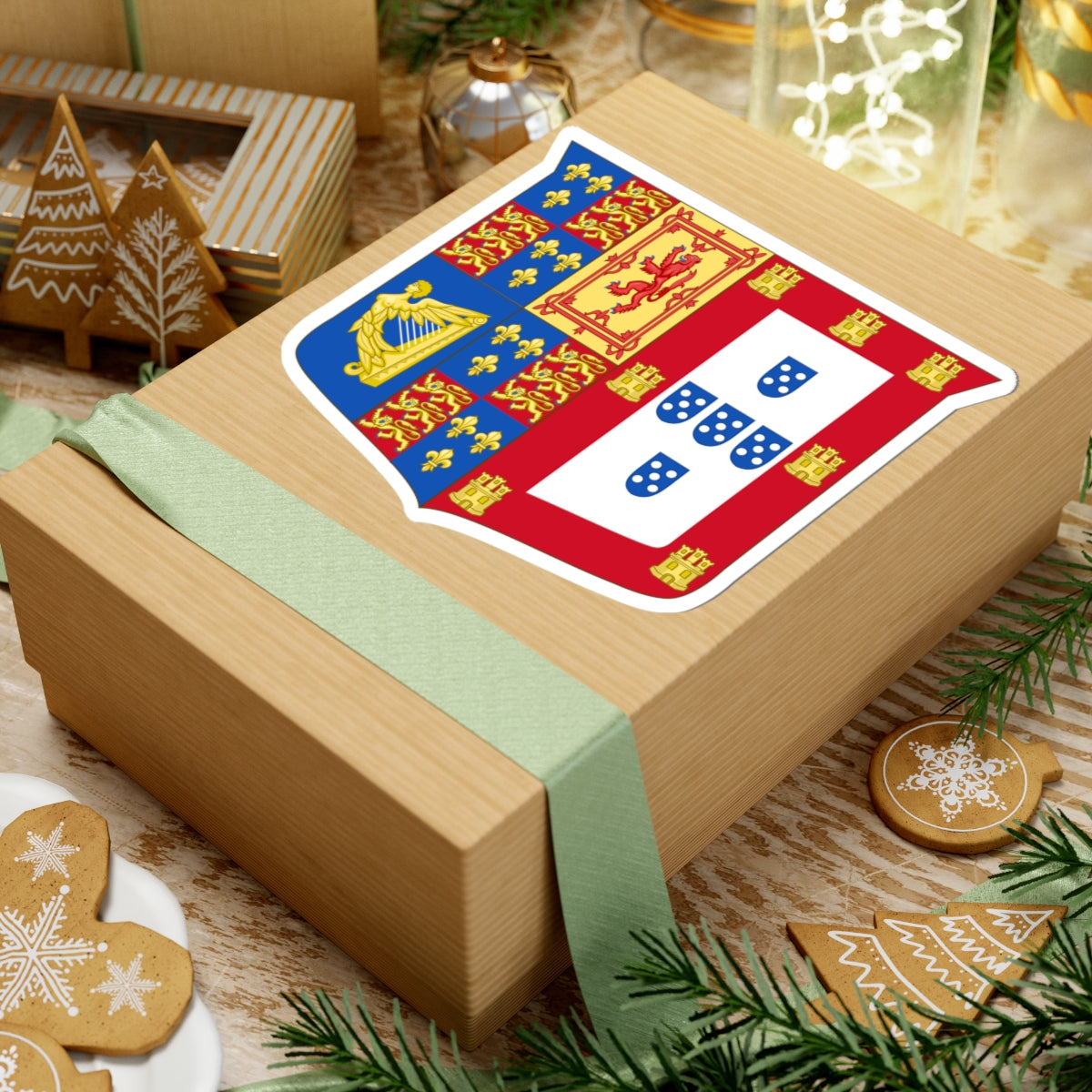 Arms of Catherine of Braganza (Portugal) (Coat of Arms) STICKER Vinyl Kiss-Cut Decal