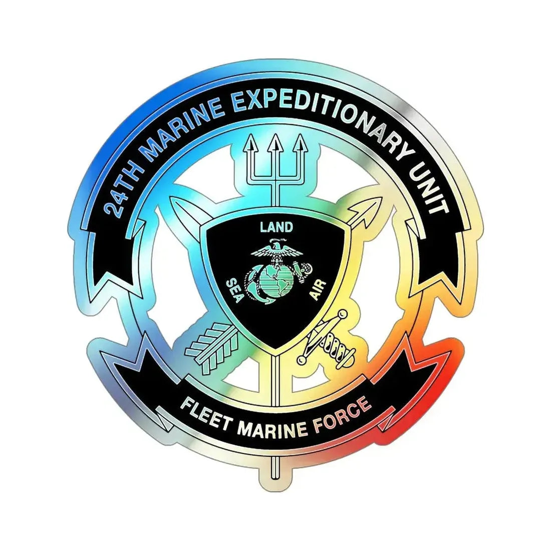 24th MEU BW (USMC) Holographic STICKER Die-Cut Vinyl Decal 6 Inch Holographic - The Sticker Space