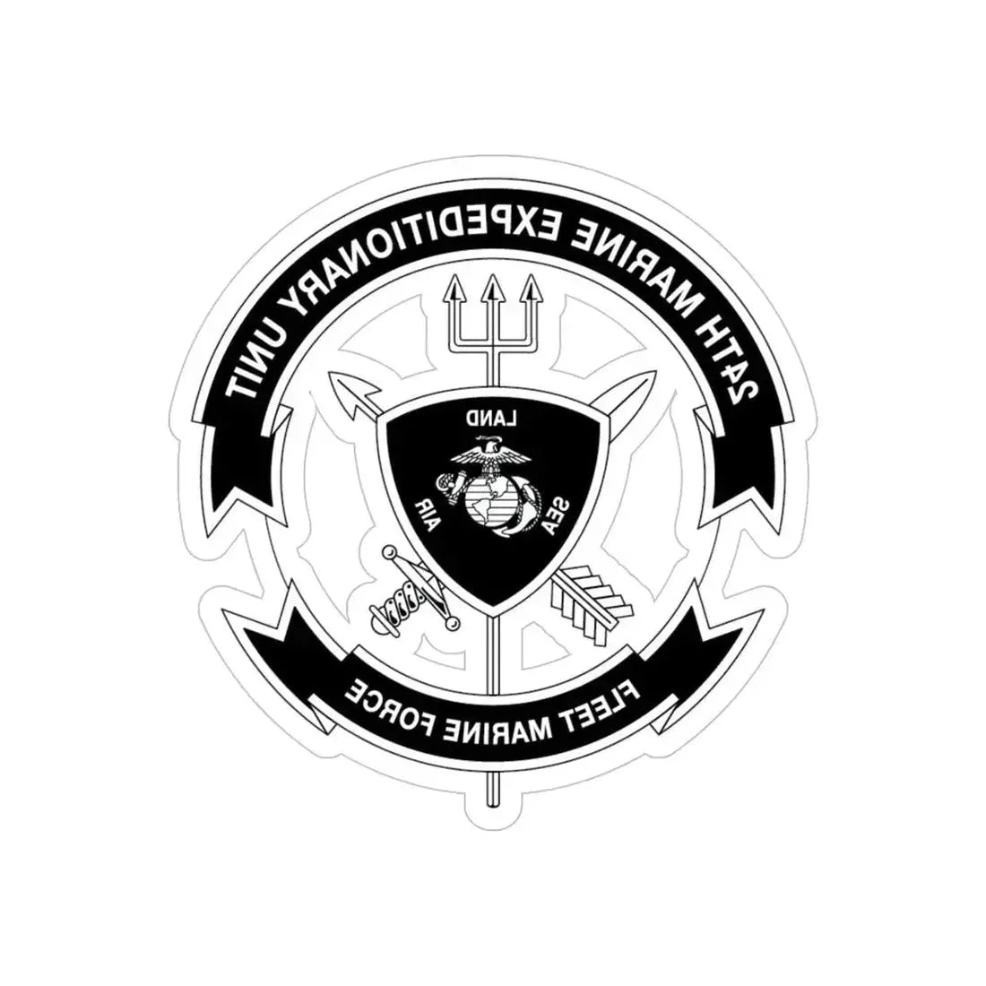 24th MEU BW (USMC) REVERSE PRINT Transparent Die-Cut STICKER 5 Inch Die-Cut Transparent - The Sticker Space