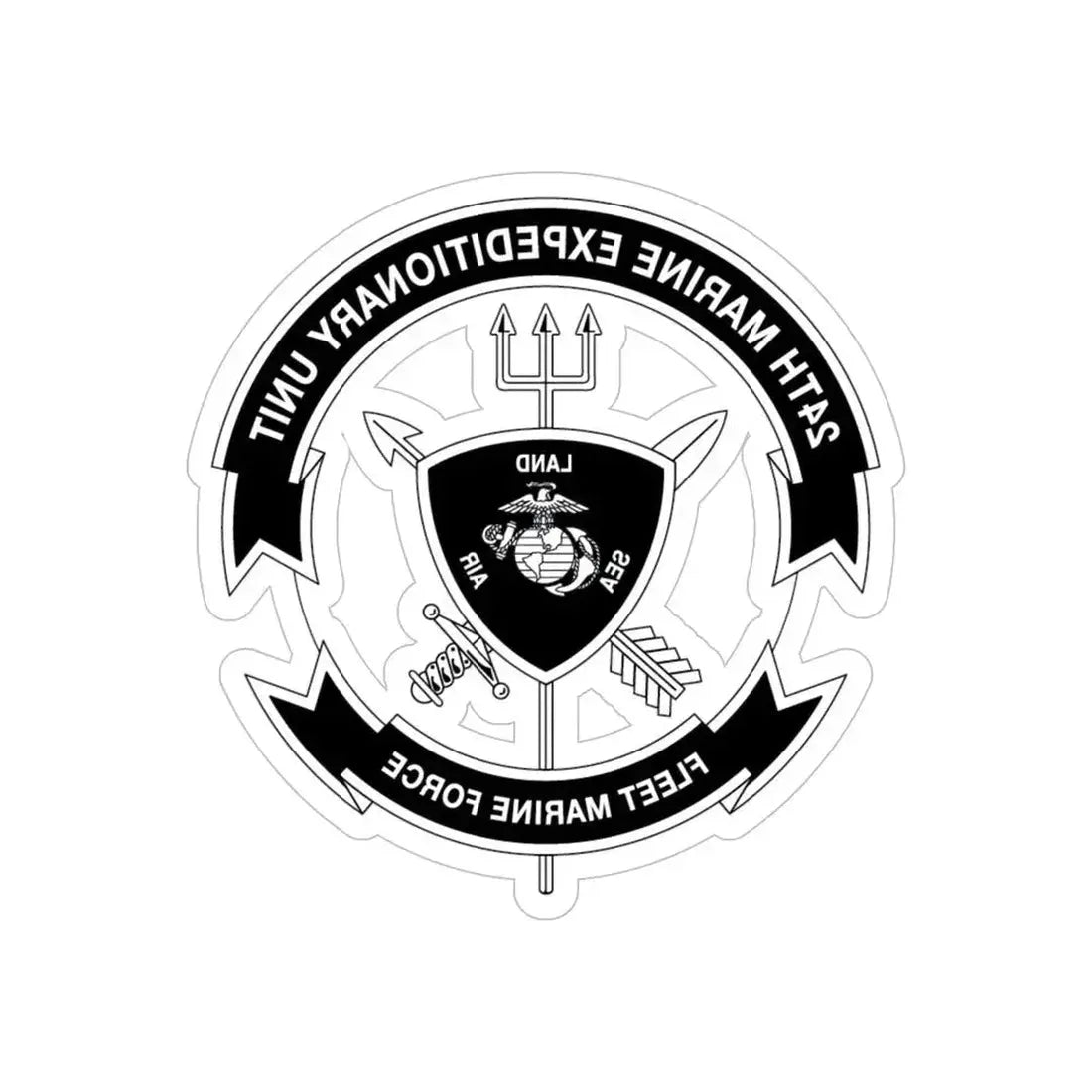 24th MEU BW (USMC) REVERSE PRINT Transparent Die-Cut STICKER 6 Inch Die-Cut Transparent - The Sticker Space