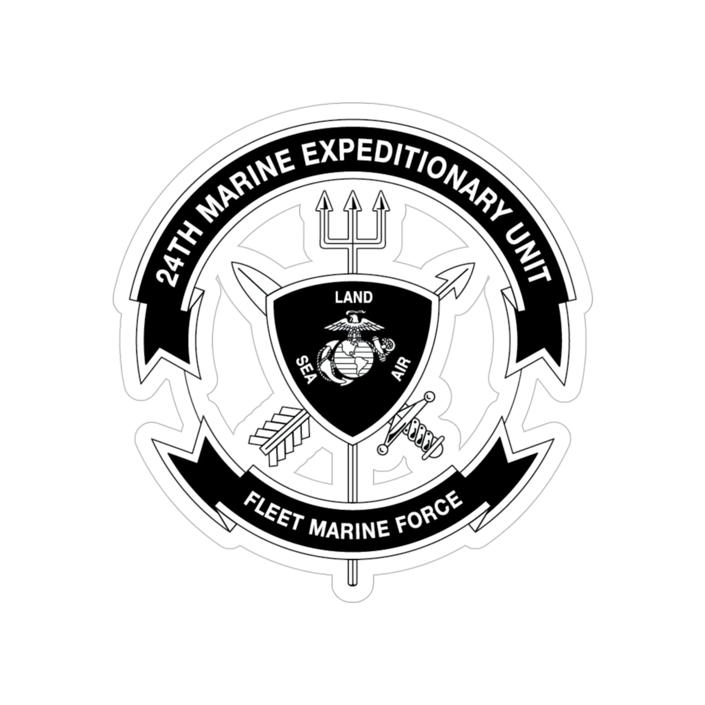 24th MEU BW (USMC) Transparent STICKER Die-Cut Vinyl Decal-4 Inch-The Sticker Space