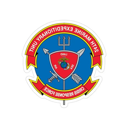 24th MEU Crisis Response Force (USMC) REVERSE PRINT Transparent Die-Cut STICKER 3 Inch Die-Cut Transparent - The Sticker Space