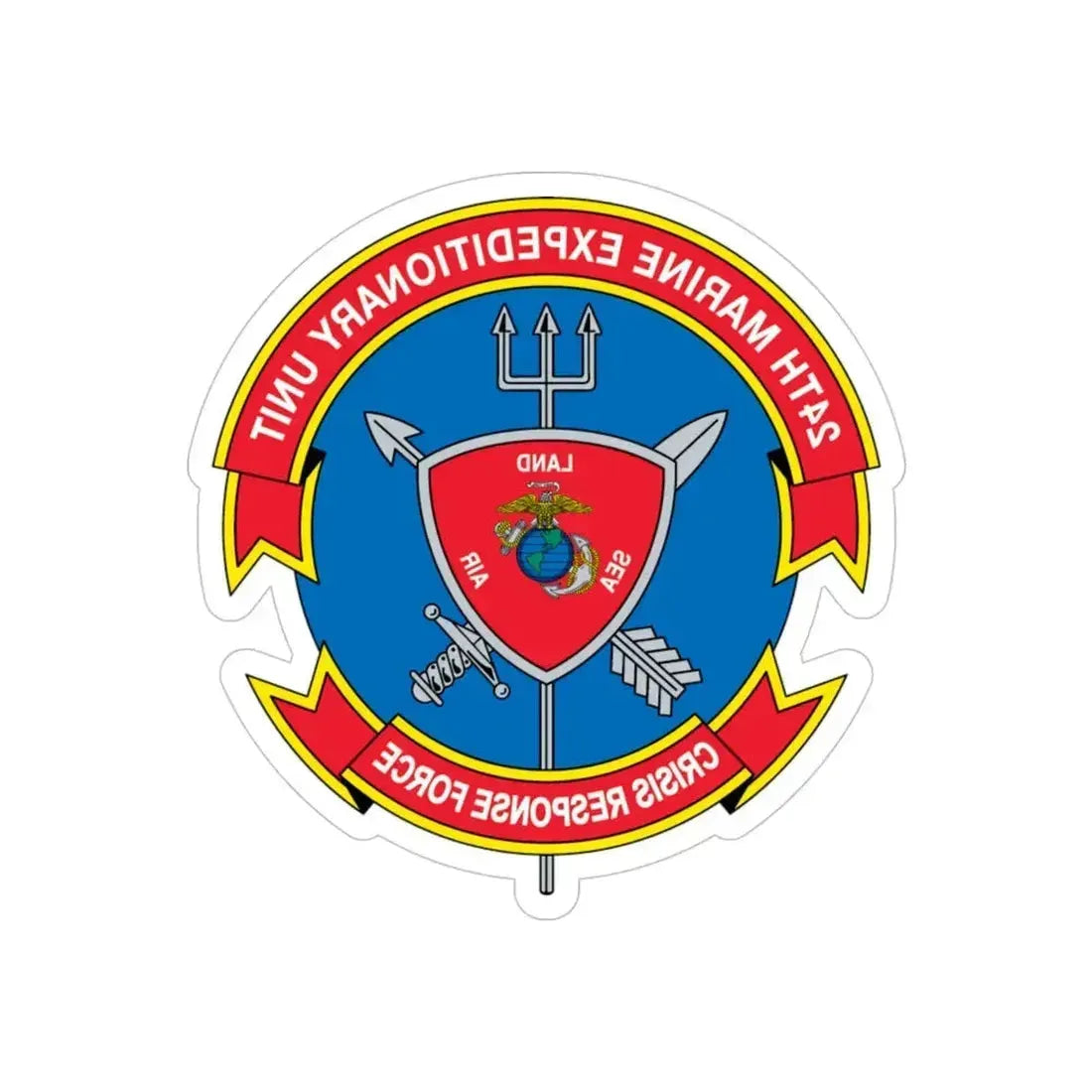 24th MEU Crisis Response Force (USMC) REVERSE PRINT Transparent Die-Cut STICKER 4 Inch Die-Cut Transparent - The Sticker Space