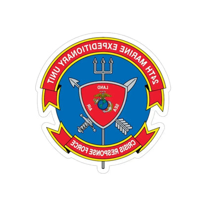 24th MEU Crisis Response Force (USMC) REVERSE PRINT Transparent Die-Cut STICKER 4 Inch Die-Cut Transparent - The Sticker Space