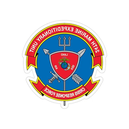 24th MEU Crisis Response Force (USMC) REVERSE PRINT Transparent Die-Cut STICKER 6 Inch Die-Cut Transparent - The Sticker Space