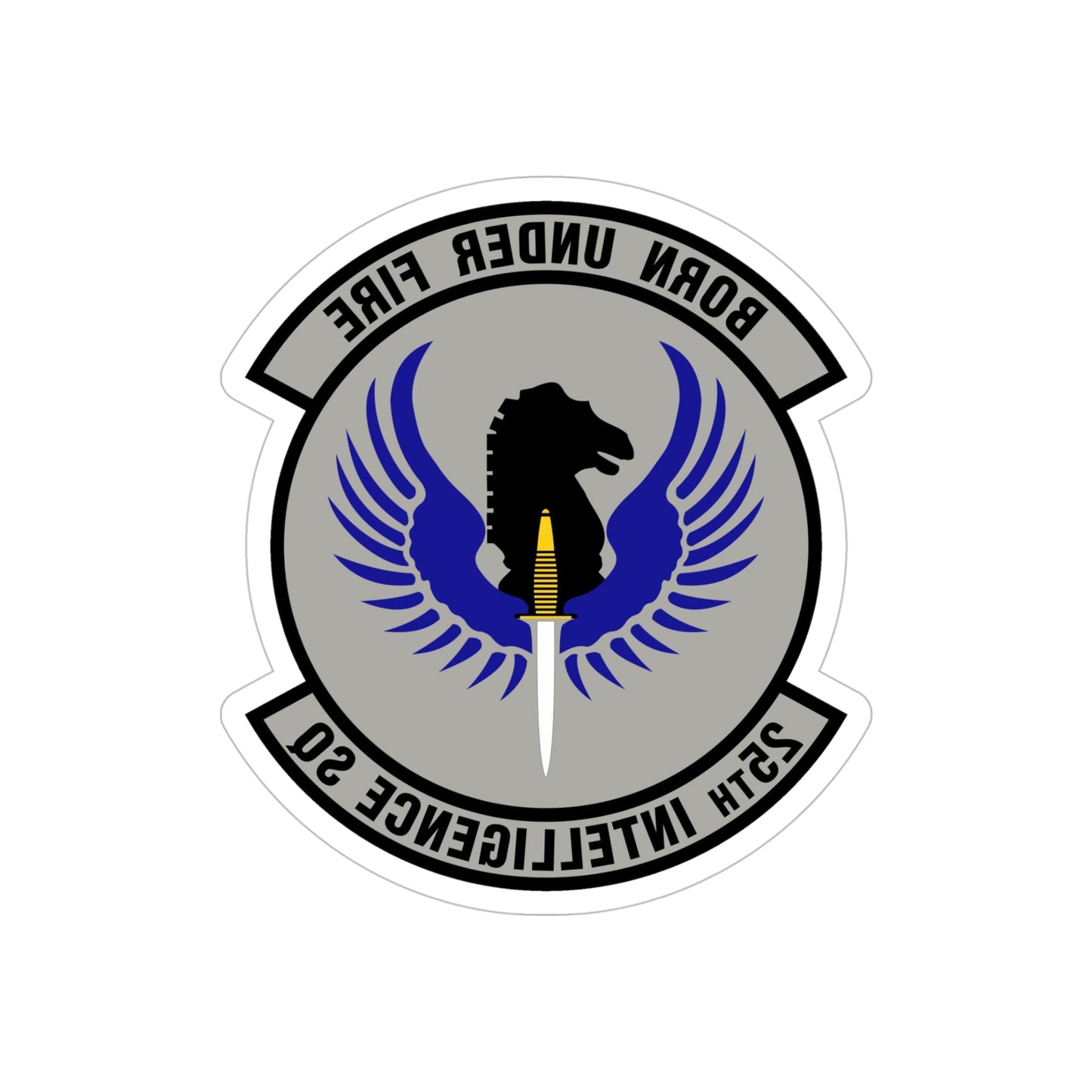 25 Intelligence Squadron AFISRA (U.S. Air Force) REVERSE PRINT Transparent STICKER-5" × 5"-The Sticker Space