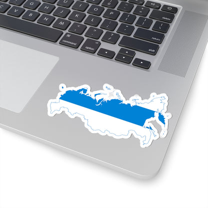Flag-map of Russia White-Blue-White (Russia) STICKER Vinyl Kiss-Cut Decal