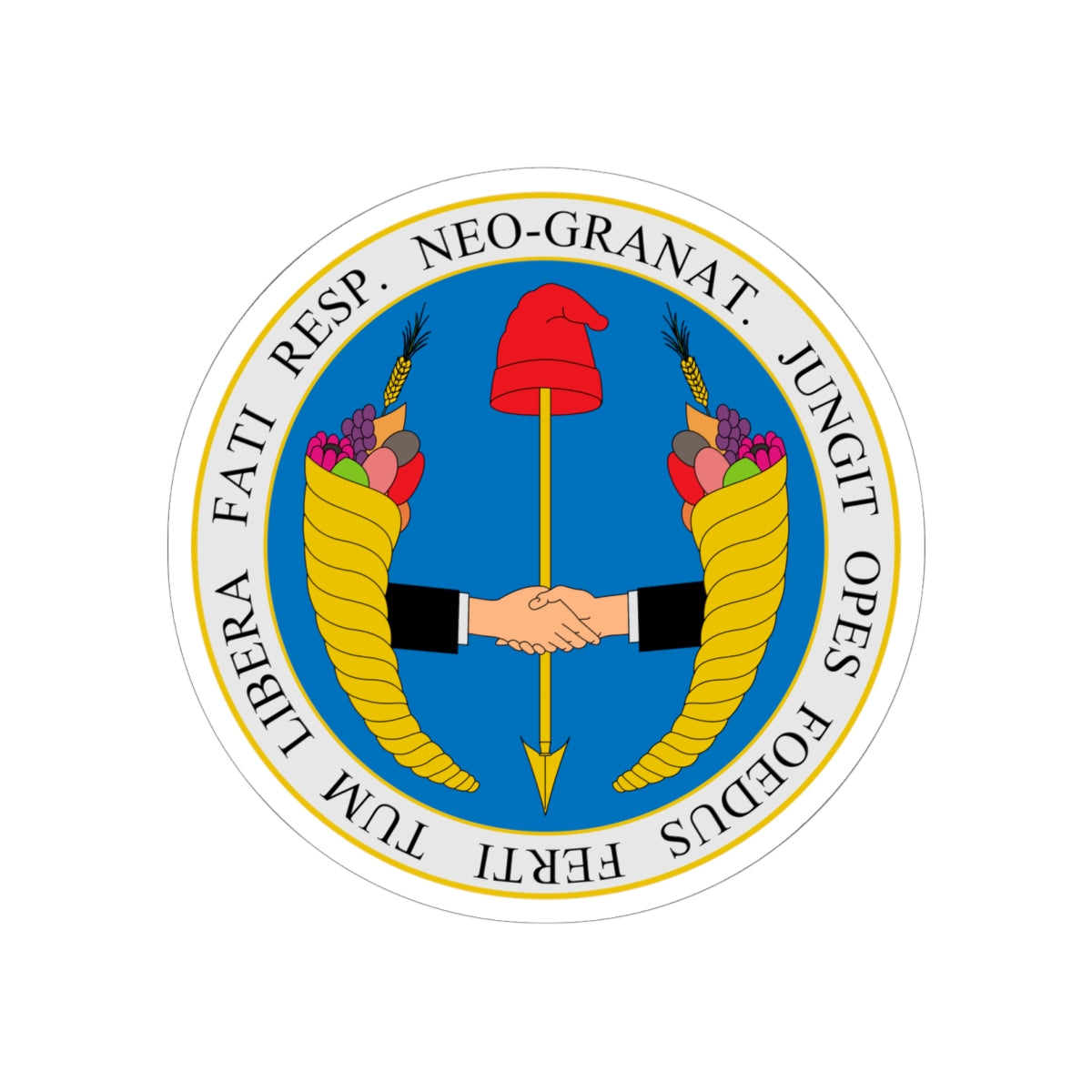 Coat of arms of United Provinces of New Granada - STICKER Vinyl Kiss-Cut Decal