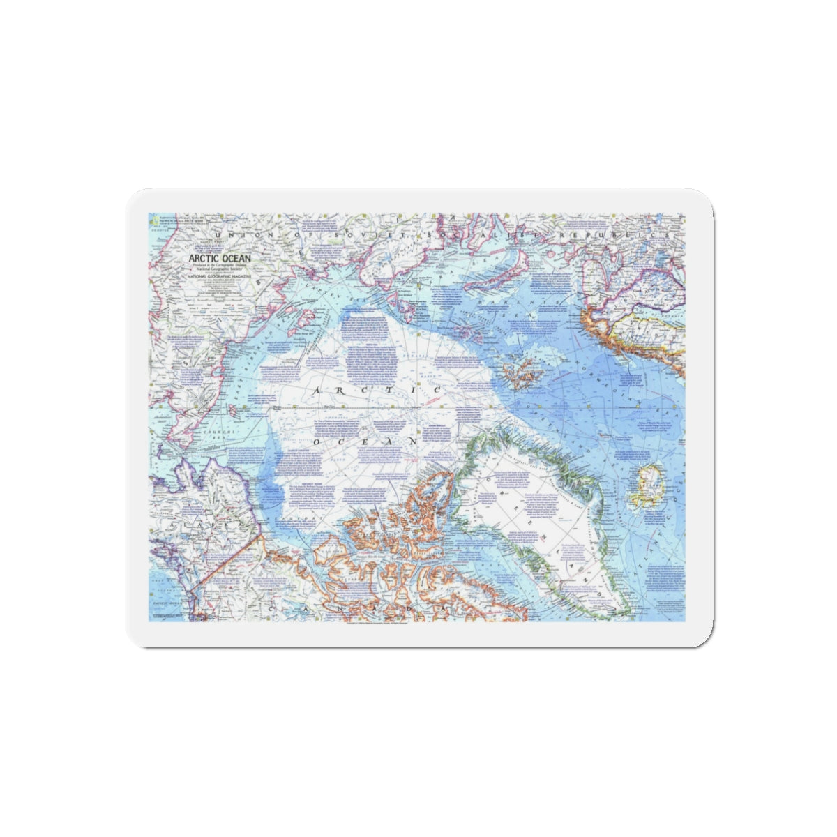 Arctic Ocean (1971) (Map) Refrigerator Magnet-3" x 3"-Die-Cut-1 pc-The Sticker Space