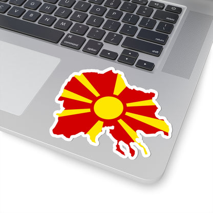 Flag-map of Greater Macedonia (North Macedonia) STICKER Vinyl Kiss-Cut Decal