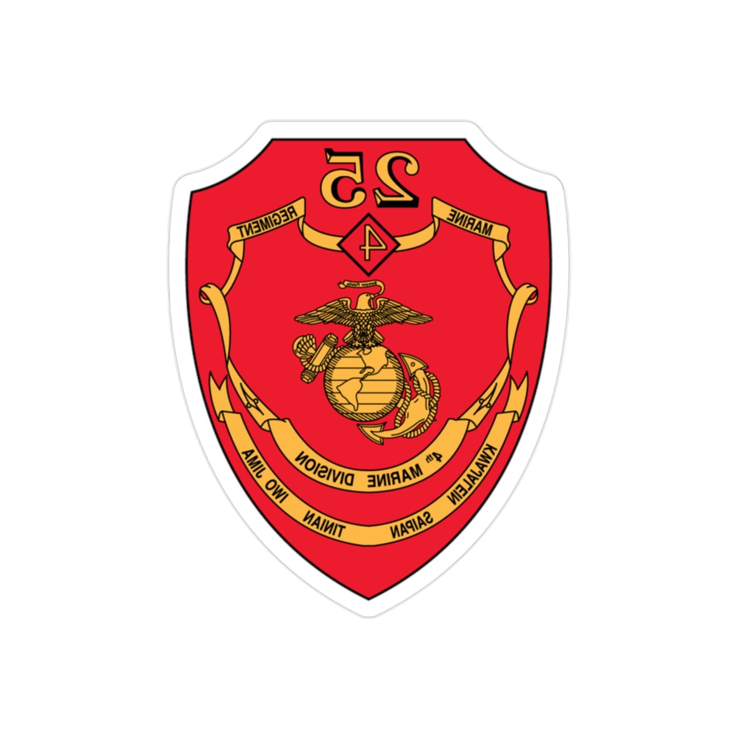 25th Marines Regiment (USMC) REVERSE PRINT Transparent STICKER-2" × 2"-The Sticker Space