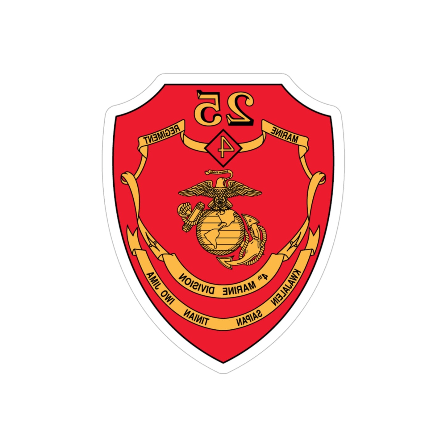 25th Marines Regiment (USMC) REVERSE PRINT Transparent STICKER-4" × 4"-The Sticker Space