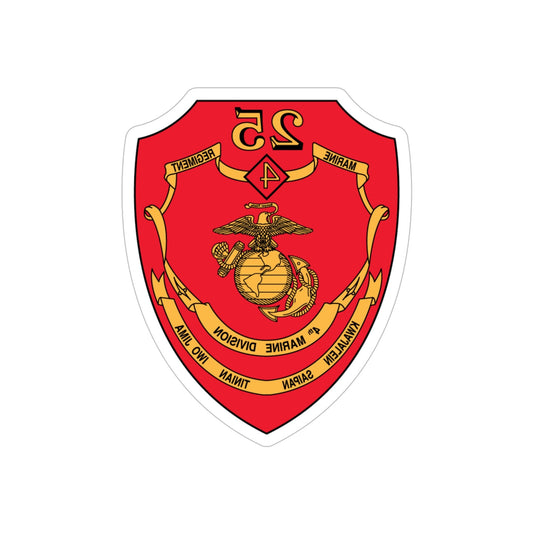 25th Marines Regiment (USMC) REVERSE PRINT Transparent STICKER-6 Inch-The Sticker Space