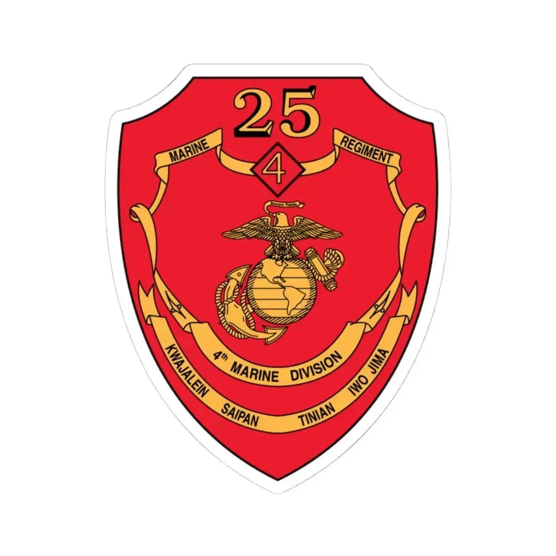 25th Marines Regiment (USMC) STICKER Vinyl Kiss-Cut Decal 4 Inch White - The Sticker Space