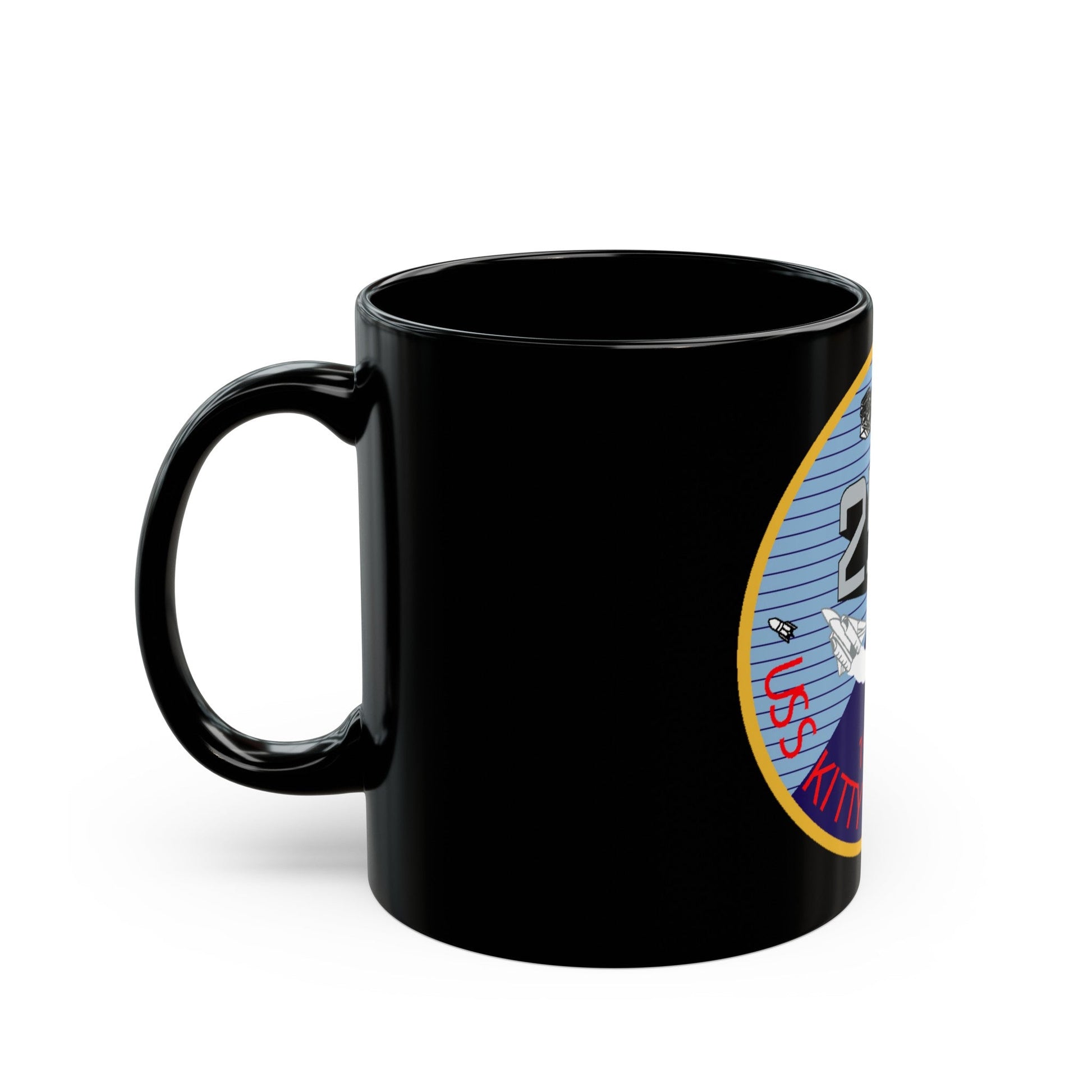 25th year USS Kitty Hawk CV 63 (U.S. Navy) Black Coffee Mug-The Sticker Space