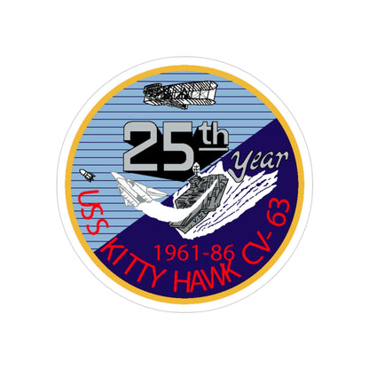 25th year USS Kitty Hawk CV 63 (U.S. Navy) Transparent STICKER Die-Cut Vinyl Decal-3 Inch-The Sticker Space