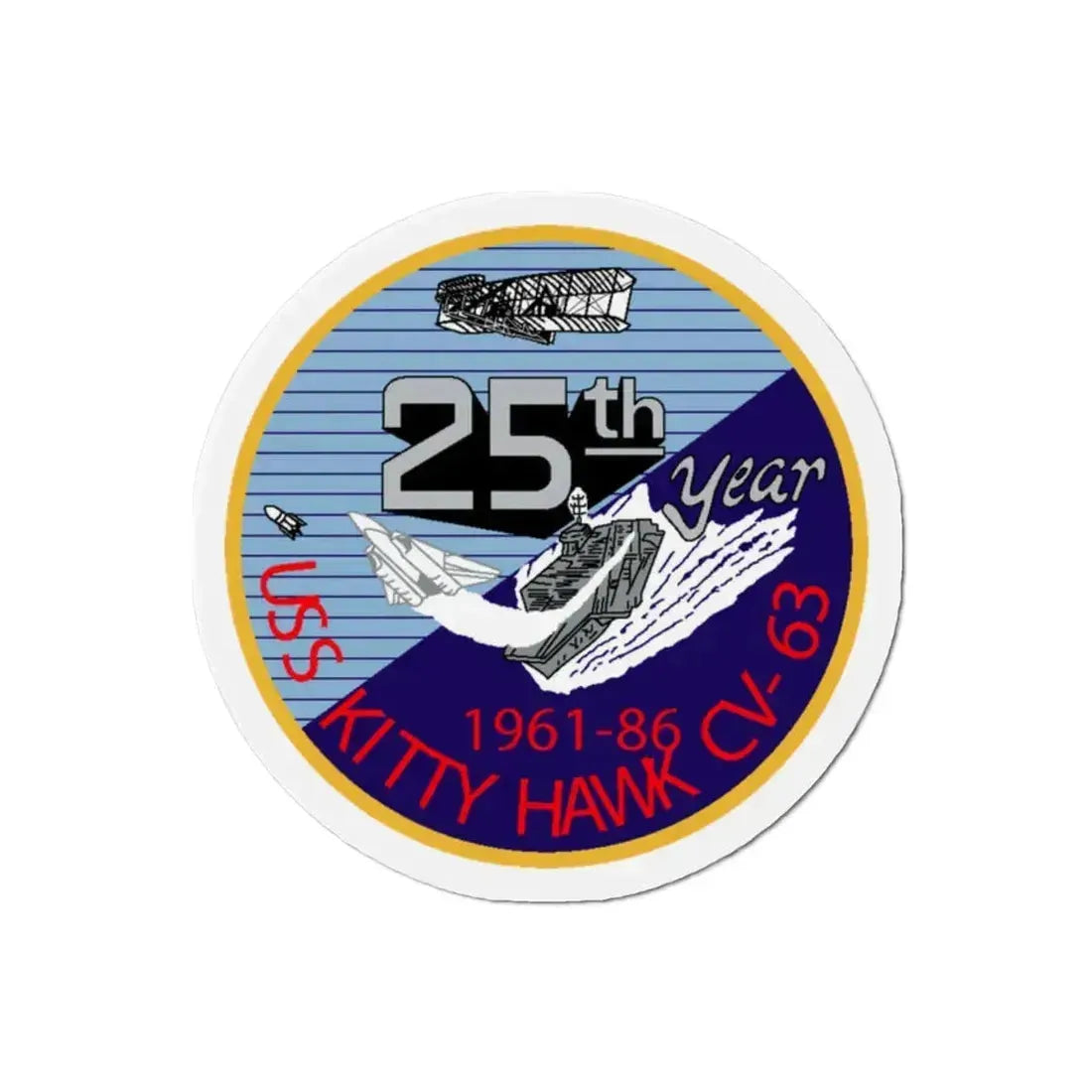 25th year USS Kitty Hawk CV 63 (U.S. Navy) Refrigerator Magnet 2 Inch - The Sticker Space