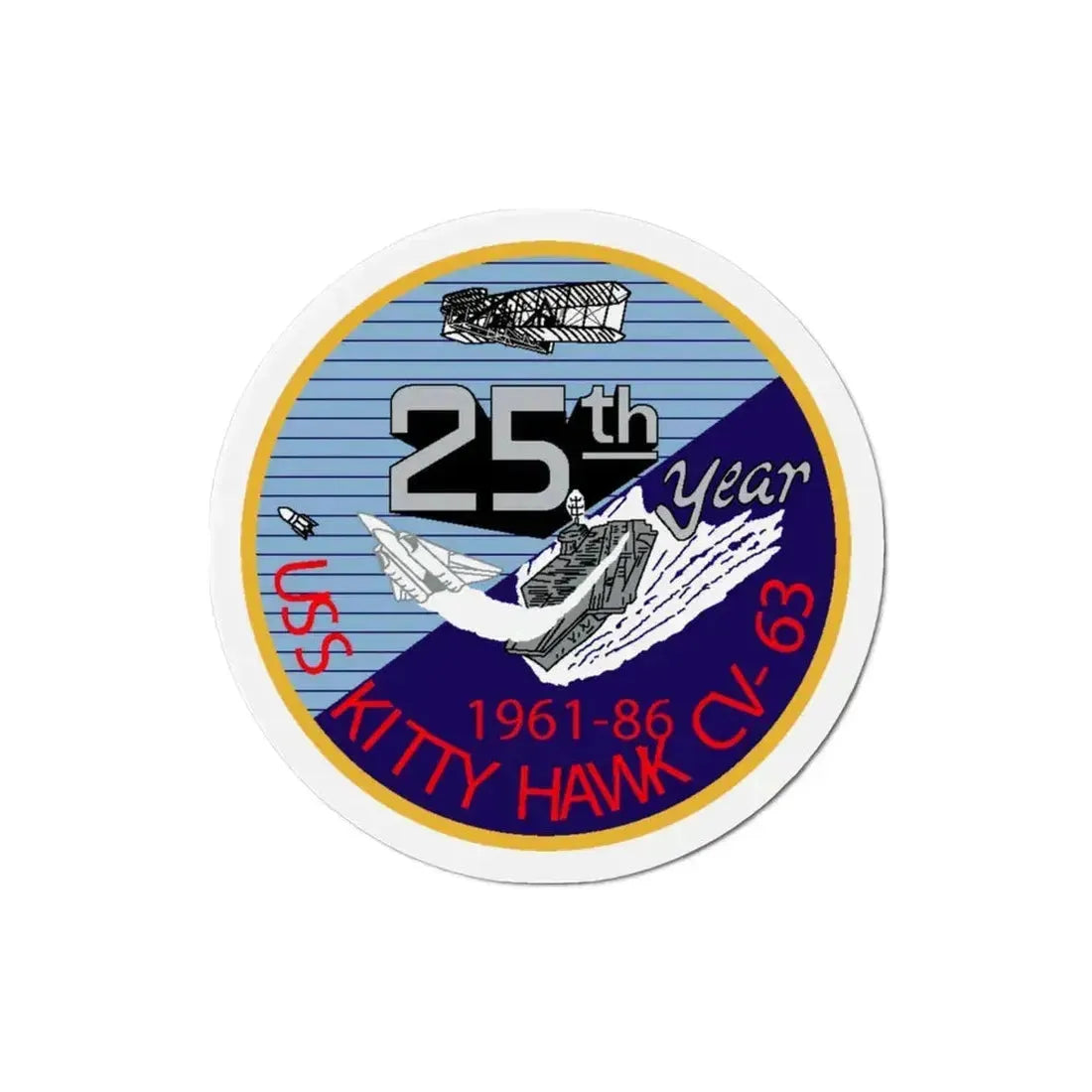 25th year USS Kitty Hawk CV 63 (U.S. Navy) Refrigerator Magnet 3 Inch - The Sticker Space